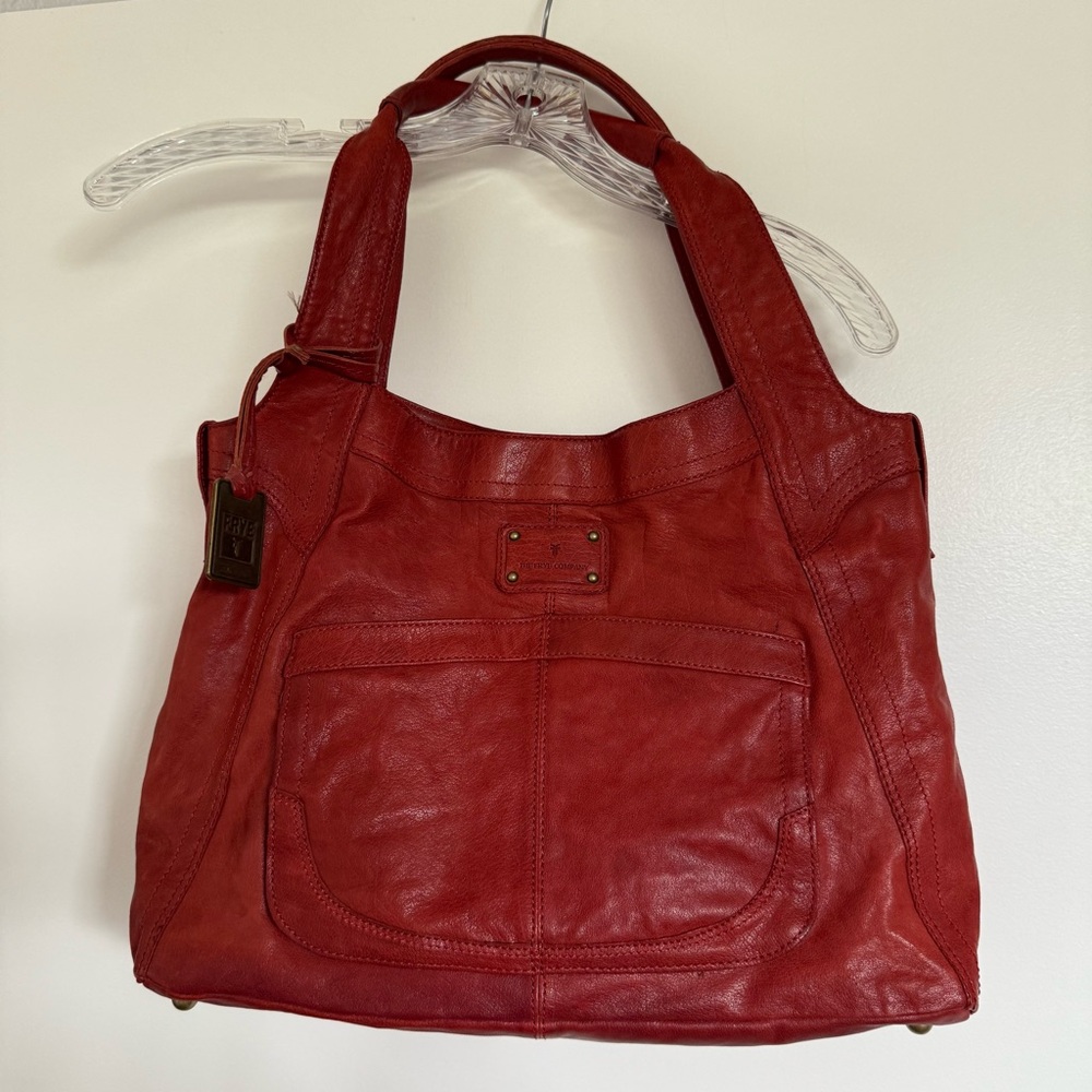 FRYE AND CO. Red Leather Shoulder Tote